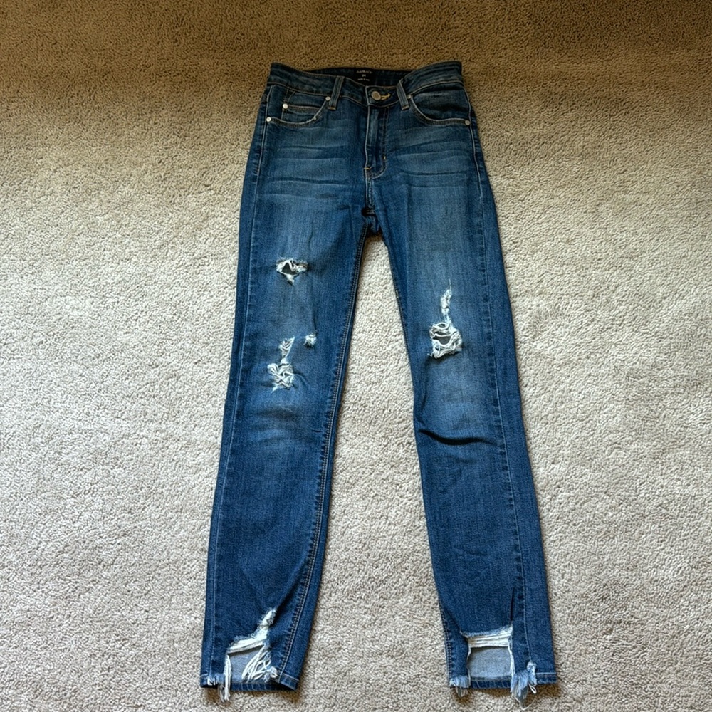 Just Black Denim High Rise Distressed Frayed Hem Jeans Size 24
